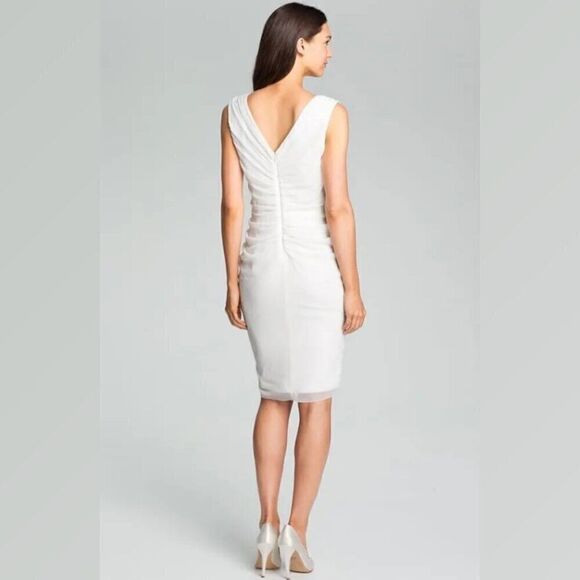 TADASHI SHOJI Embellished Chiffon Cocktail Dress V-Neck Sleeveless Knee Length - Picture 8 of 16